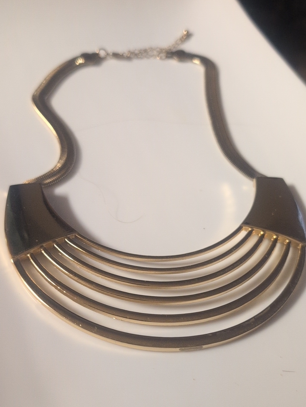 VTG Gold Tone Multi Bar Egyptian Style Necklace